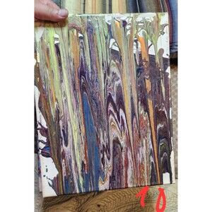 Chromatic Falls Abstract Pour Painting 14x11 Rainbow Acrylic Wall Art